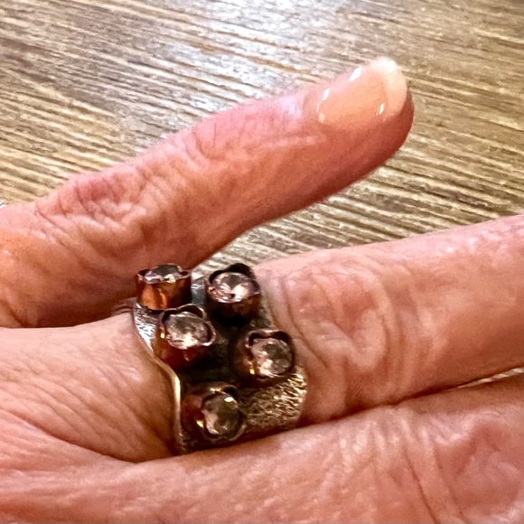 Handmade Vintage Sterling Silver and Copper Gemstone Ring - Picture 7 of 16